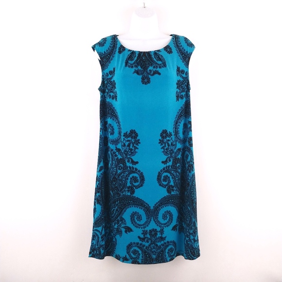 London Times Dresses & Skirts - Studio London Times Aqua Blue & Black Shift Dress